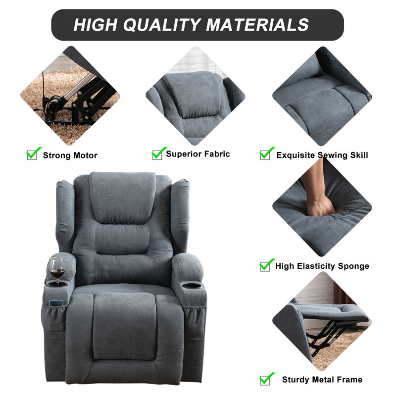 Latitude Run® Power Lift Assist Recliner Chair with Heat And Massager